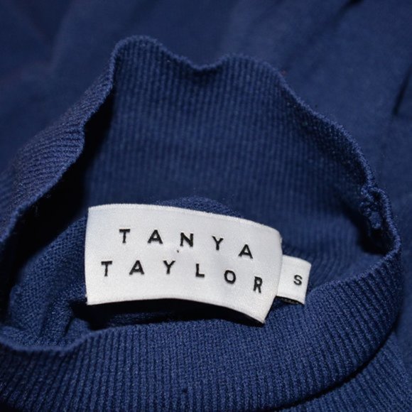 Tanya Taylor Blue Short Sleeve Knit Turtleneck Sz S - Picture 4 of 7